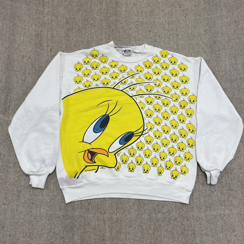 Vintage Tweety Bird Sweatshirt Men Large White 1990s Looney Tunes